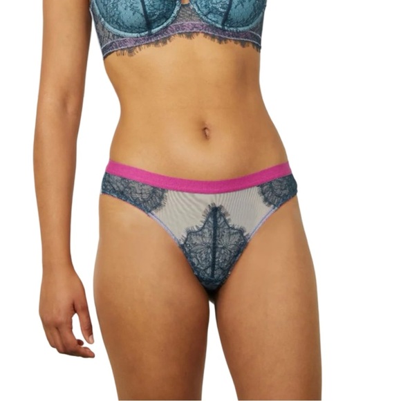 NWT DORA LARSEN Maria Seamless Back Low Rise Knicker Panties Teal Blue Size 8 - Picture 2 of 14